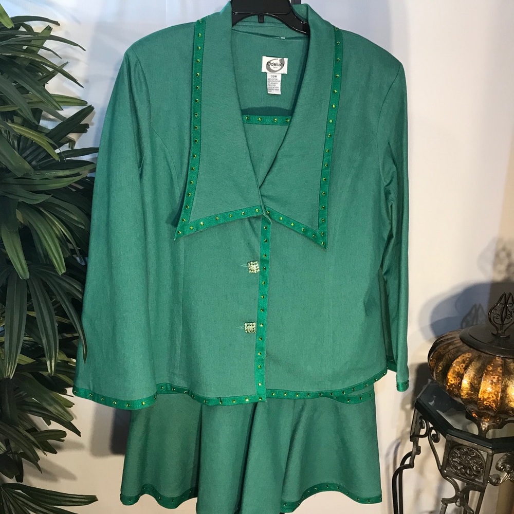 Odeliah Denim 8125 LT Green 3PC Skirt Set